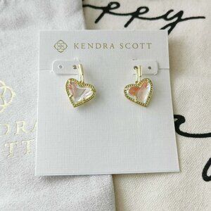 Kendra Scott Drop Earrings - Ari Heart Dichroic Glass Gold